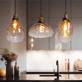 GLOBO Pendelleuchte Deckenleuchte Esszimmerlampe Hängeleuchte Glas Amber 3-Flammig