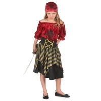 DEGUISE TOI Piraten Kinderkostüm für Mädchen schwarz-rot-goldfarben - Rot