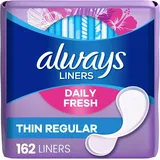 Always Thin Dailies Wrapped Liners, Unscented, 162 Count by Always