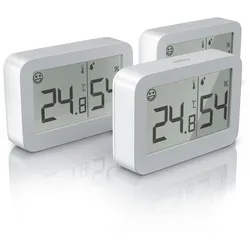BEARWARE 3x Innenwetterstation (Haltemagneten, Thermometer Hygrometer, Temperatur und Luftfeuchtigkeit Messgerät)