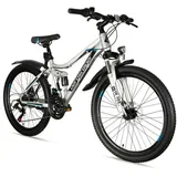 bergsteiger Kinderfahrrad Broome 24, 26 Zoll, Damen, Herren, Mountainbike, 21 Gang Shimano Shimano Tourney Schaltung Schaltwerk, Kettenschaltung, Scheibenbremsen silberfarben 48 cm