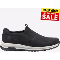 Hush Puppies Cole Leder Memory Foam Herren Slipper Freizeitschuhe Schwarz