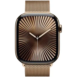 Apple Watch Series 10 GPS + Cellular 46 mm Titangehäuse gold Milanaise Armband gold M/L