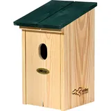 Dobar VOBU Nistkasten Flachdach für Gartenrotschwanz - Höhlen-Nistkasten aus Holz für Wildvögel mit Ø 32 x 46 mm Einflugloch - Grün