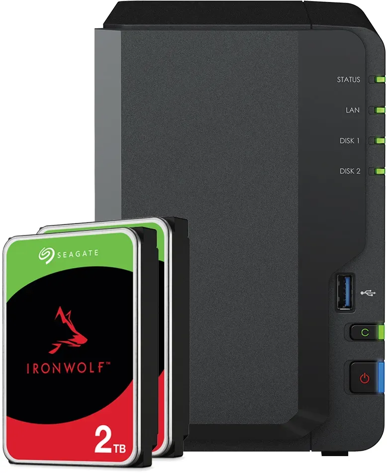 Synology DS223 4TB Seagate IronWolf NAS-Bundle NAS inkl. 2x 2TB Seagate IronWolf 3.5 Zoll SATA Festplatte