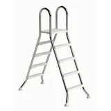 HAF Poolleiter Ideal Hochbeckenleiter 4+4 Stufen 1,2m/1,2m V2A Edelstahl Poolleiter (Plattform mit 120 kg belastbar, Aus hochwertigem V2A Edelstahl), Stabile Schwimmbadleiter für Aufstellpool 4+4 Stufen