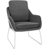 HJH Office 719226 Lounge Sessel LAGUNO W Stoff moderner Relaxsessel mit Kufengestell im Industrial-Design, gepolstert, Dunkelgrau