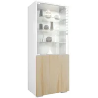 Vladon Vitrine, Eiche San Remo, 50x122.5x34.5 cm, Wohnzimmer, Wohnwände,