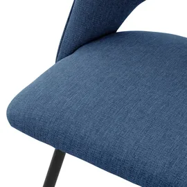 ML-Design Esszimmerstühle 2er Set Blau aus Stoffbezug, Rückenlehne