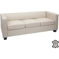 3er Sofa Couch Loungesofa Lille Leder, creme