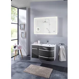 WELLTIME Waschtisch WELLTIME "OSLO", grau (anthrazit, weiß), B:90cm H:50cm T:44cm, Waschtische, Waschtisch, Breite 90 cm, Badmöbel mit geschwungener Front, Ablage links