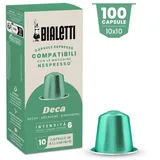 Bialetti-Kaffee Nespresso®-kompatible Kapseln – entkoffeiniert – 100 Kapseln