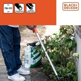 Black & Decker Black+Decker Teleskopische Gartenharke - 78-111 cm - Aluminiumstiel und Karbonstahlkopf - Rostfrei