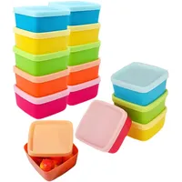 LoNinLoAn 15 Stück Gefrierdosen Klein, Mini Vorratsdosen, Luftdichte Frischhaltedosen 3 Stile 5 Farben Aufbewahrungsbox, Kleine Dosen mit Deckel Plastik für Soßen, Dips und Gewürze (15, Quadrat)