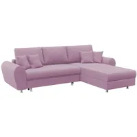 FORNIRO 24 Luis Ecksofa mit Schlaffunktion und Bettkasten - Sofa mit 3 Sitzen Überzug - Schlafcouch L-Form Universal - Modern Couch - 270x195x85 cm - Rosa