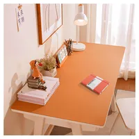 Groß Schreibtischmatte Leder Wasserdichte Schreibtischunterlage Kunstleder Warme Mauspad Schreibtisch Unterlage Abwischbar Tischmatte Schreibtisch Rutschfest Tischauflage Esstisch (80x160cm,Orange)