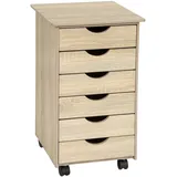 Tectake Eiche Sonoma Rollcontainer 65 x 40 x 36 cm beige