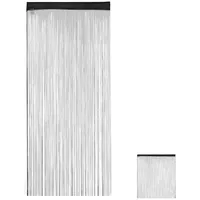 Relaxdays 4 x Fadenvorhang schwarz, 90x245, Schwarz