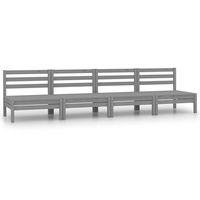 vidaXL 4-tlg Garten-Lounge-Set Grau Kiefer Massivholz