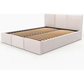 Muralo Polsterbett Stoffbett Bett mit Bettkasten und Gasdruckfeder mit Polsterkopfteil Bett 120x200 Bett mit Stauraum Creme