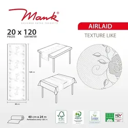 MANK Tischläufer aus Airlaid - Hochzeit in Hellgrau-Silber 40 cm x 24 m , 1 Stück - Tischtuch Tischdecke Tischband