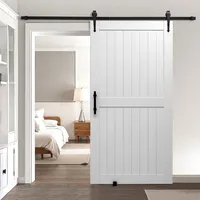 VEVOR Schiebetür, 42 x 84 Zoll, hochfestes MDF-Paneel, Scheunentür mit Beschlagsatz, wasserfeste PVC-Oberfläche, einfach zu installieren, H-Rahm... - Weiß