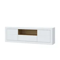 Forte LefkadasTV-Board Lowboard 195,4 x 61,6 cm Weiß Holzwerkstoff