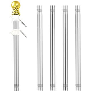 SANON 5 Abschnitte Fahnenmast Kit Fahnenmast Teleskop Fahnenmast Fahnenmast Edelstahl Fahnenmast Verhedderungsfrei für Outdoor Garten Dach Wände Hof