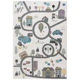 Carpet City Kinderteppich Creme, Multi - Kinderzimmer Teppich Modern (120 cm x 160 cm)