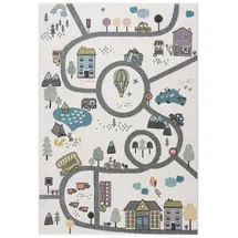 Carpet City Kinderteppich Creme, Multi - Kinderzimmer Teppich Modern (120 cm x 160 cm)