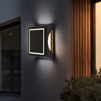 GLOBO LED-Solarleuchte 36505, Erdspieß, Wandleuchte, schwarz, Alu