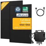Growatt Balkonkraftwerk 900W steckerfertige Solaranlage,Module mit Growatt 800W Wechselrichter, (2x JASolar 450Wp Full Black im Lieferumfang enthalten)