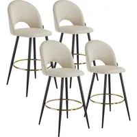 Tectake tectake® Barstuhl, Creme, Schwarz, Kunststoff, 49x110x58 cm, Belastbarkeit