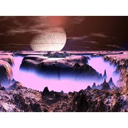 Fototapete PAPERMOON "PLANETEN-FUTURISTISCH WELTRAUM MOND GALAXIE UNIVERSUM", bunt, B:2,50m L:1,86m, Vlies, Tapeten