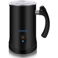 CHINYA 2 Elektrischer heißer oder kalter Funktion, Schaummacher, schwarzer Edelstahl, Automatischer Milchaufschäumer und Wärmer für Kaffee, Cappuccino und Macchiato