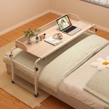 über-betttisch Auf Rollen Höhenverstellbar,überbetttisch Tisch Mit Klappbar Over Bed Table On Wheels Beistelltisch Für Pflegebett(Color:Holz+)