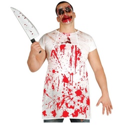 Horror-Shop Zombie-Kostüm Blutige Schürze als Halloween Kostümzubehör & Zomb rot|weiß