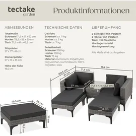 Tectake Bellaria Aluminium Rattan Lounge grau