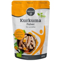 borchers Bio Kurkuma Pulver | Bio Qualität | Vegan | Zuckerarm | Für Kurkuma-Latte & Goldene Milch | 200 g