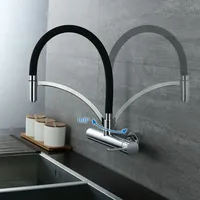 Wasserhahn Küche HOMELIVE Wandmontage 180°Schwenkbar Mischbatterie Küche Schwarz Küchenwasserhahn Wandarmatur Flexibel Einhebel Spülarmaturen - Schwarz
