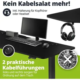 Juskys Höhenverstellbarer Schreibtisch Office Stand 160x75cm - elektrisch, Memory-Funktion - Schwarz