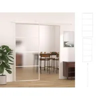 vidaXL Zimmertür Schiebetür ESG-Mattglas und Aluminium 90x205 cm Weiß weiß