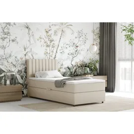 panda möbel gmbh Boxspringbett Everest, 90x200 mit Bettkasten und Topper, - beige