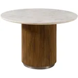 MASSIVMOEBEL24.DE Mango Ø 120 cm braun lackiert / Marmor weiß