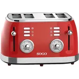 Sogo Human Technology 4-Scheiben-Toaster Kontrollleuchte, Toastfunktion Rot