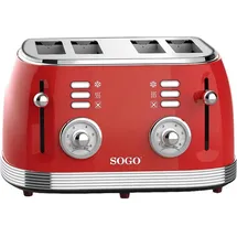Sogo Human Technology 4-Scheiben-Toaster Kontrollleuchte, Toastfunktion Rot