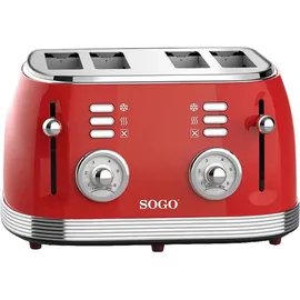 Sogo Human Technology 4-Scheiben-Toaster Kontrollleuchte, Toastfunktion Rot