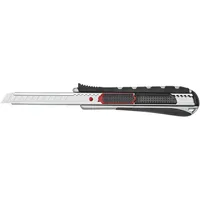 Wedo 787009 Safety Cutter 2-in-1, 9 mm, automatischer Klingenrückzug Rasterautomatik, integrierte Abbrechhilfe, silber/schwarz