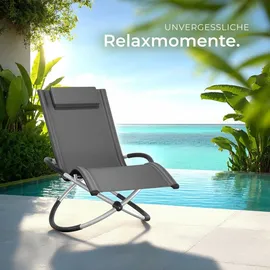 Tectake Sonnenliege 150 x 73 x 75 cm Grau