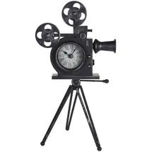well home mobiliario & decoración Well Home Tischuhr, Modell Filmkamera, Metall, Schwarz, 29 x 22 x 53 cm